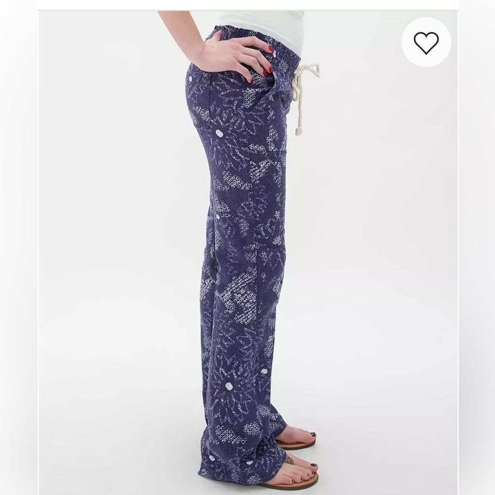 Roxy NWT Y2K astral aura batik print Oceanside linen blend pull on pants - Picture 3 of 16
